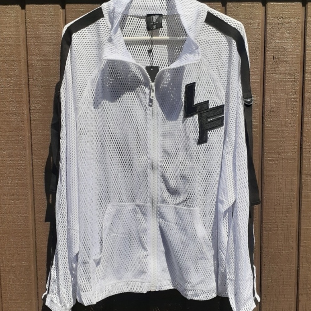 LF White Mesh Hoodie with Black Accents